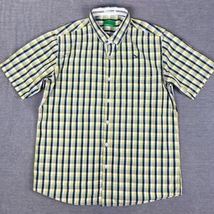 Ruggers Young Blue Yellow Plaid Slim Fit Button Down Shirt Men’s Size Large
